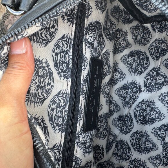 Ed Hardy NWT Handbags Satchel Crossbody dust bag Tattoo Love Kills Vegan Black - Picture 7 of 11